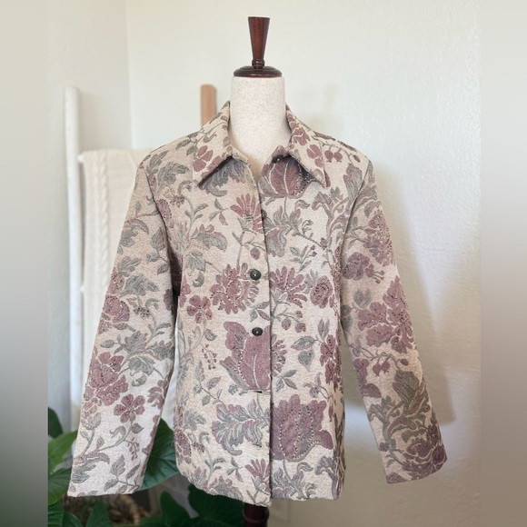 Vintage Tan and brown floral jacket embroidered - Picture 1 of 5